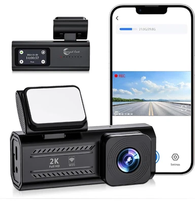 GUANGZHOU LINGFENG ELECTRONICS CO., LTD., Diamond Lark Dash Cam Front, Built-In Wifi, App Control, 2K 1440P Mini Car Camer