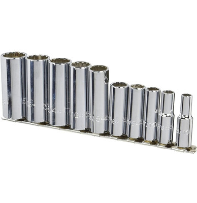 Stanley Proto J52107 10 Piece 12 Point 3/8'' Drive Deep Socket Set