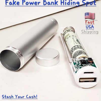 False Power Bank Hiding Spot Diversion Safe Decoy! Inconspicuous. Aluminum Case