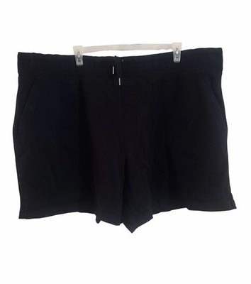 Terra & Sky Plus Size 4X (28W/30W) Black High Rise Utility Shorts Drawstring 