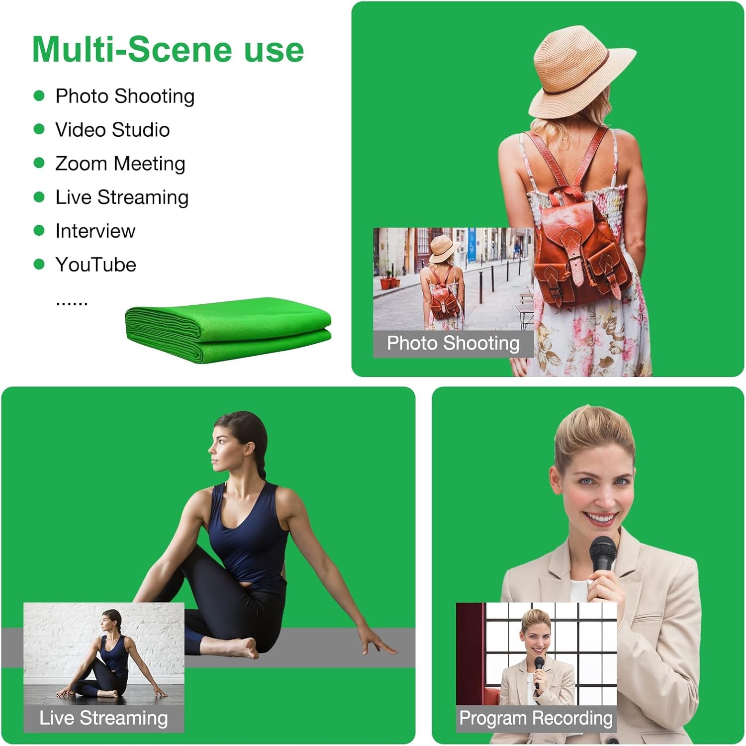 Aimosen 12 X 10 FT Large Green Screen Backdrop for 10 X 12 FT, 