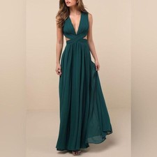 NWT Lulus Vivid Imagination Emerald Green Cutout Maxi Dress Size XL