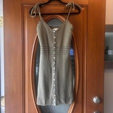 Olive and oak navy green crochet dress small EUC women's