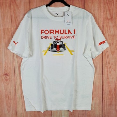 PUMA Formula 1 Drive to Survive Mens T-Shirt XL White Short Sleeve Pullover
