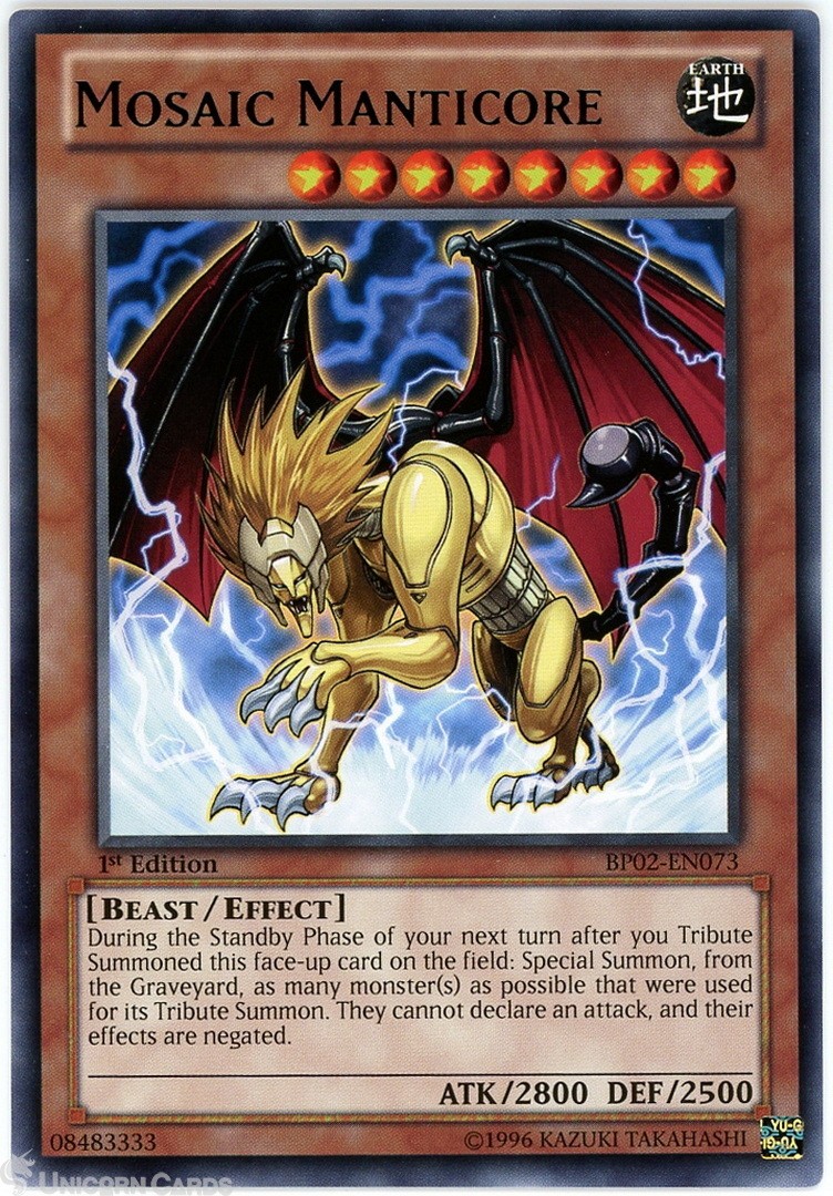 BP02-EN073 Mosaic Manticore : Rare 1st Edition Mint YuGiOh Card
