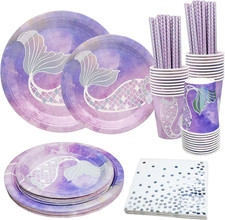100 Pezzi Stoviglie Sirena per 20 Ospiti, Set Di Articoli per Feste Bambini, Dec