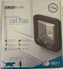 NIB SureFlap Microchip Cat Flap Black Scans Pet's ID on Entry