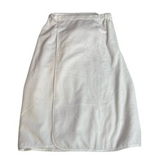 White Plush Terry Bath Wrap Robe Snap Closure Adjustable Spa Shower Beach Towel