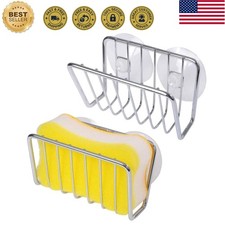 Multipurpose Stainless Steel Sponge Holder - Set of 2 with Strong Suction Cups