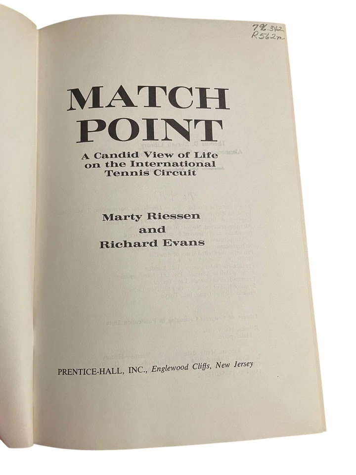 Match Point Marty Riessen Richard Evans 1973 Tennis Nonfiction Prentice-Hall Foto 3 de 4