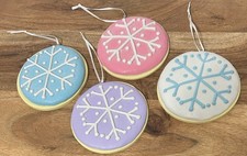 Sweet Treats Christmas Ornaments Pastel Sugar Cookie Snowflakes Christmas 4 NEW