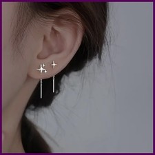 Sterling Silver Star Earring for Women Girl Simple Tassels.