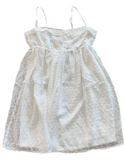 Lulus Babydoll Dress Mini WHITE Strap Dotted Swiss eyelet Lined New Tags Small
