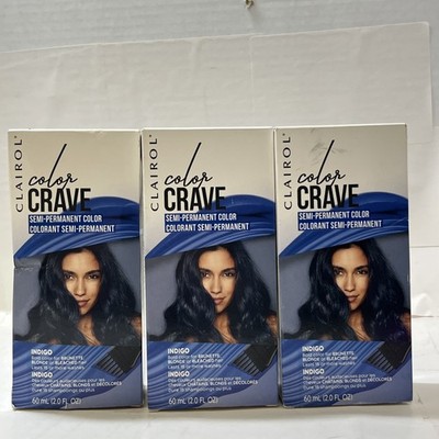 Clairol Color Crave SEMI-PERMANENT Hair Color INDIGO 2.0 Fl Oz 13A Three Pack