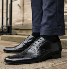 Mens Wingtip Brogue Leather Dress Shoes Wedding Formal Lace Up Oxford Shoes UK