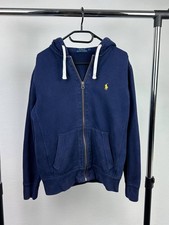 Polo Ralph Lauren Full Zip Hoodie RARE Women's S Small Navy Blue Yellow Logo