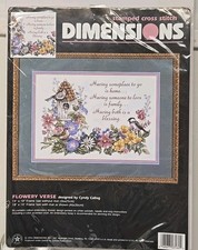 New Dimensions Stamped Cross Stitch Kit 3160 "Flowery Verse" 1996 Made in USA