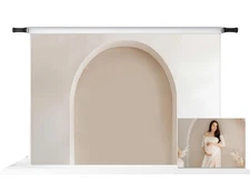 7x5 ft Cream Maternity Backdrop White Arch Wall Photography Background Prop