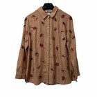 Coldwater Creek Womens Floral Leaf Embroidered Button Up Shirt Size SP Orange