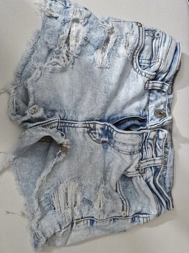 American Eagle Outfitters Hi Rise Shortie Light Blue Denim Shorts, Size 000