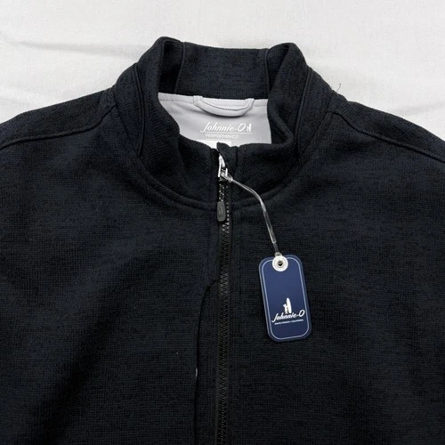 Johnnie O Performance Fleece Double Full Zip Golf Vest Jacket Black Large $138 - product listing photo