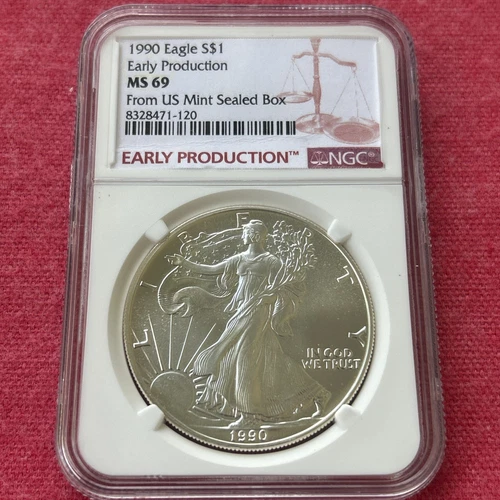 🇺🇸1990 Silver Eagle-Early Production-NGC MS69-Struck In 89’🦅