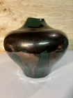 Vintage 1989 Haegar Green Metallic Volcanic Drip Vase