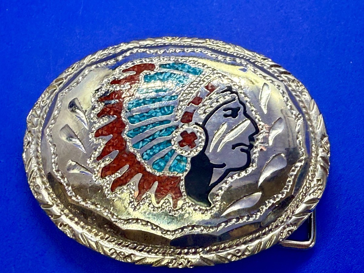 Native American Indian Warrior Chief Head Copper Tone Belt Buckle Vintage Indian Head Belt Buckle Native American Chief  main image 4