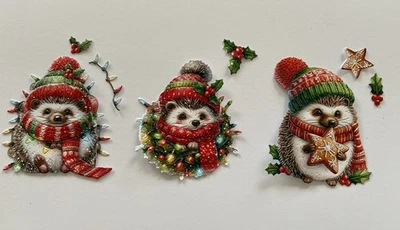 6 Christmas Holly hogs Geoffrey,Fred & Leonard Die Cuts From Two Red Robins