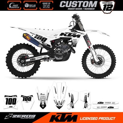 KTM MOTOCROSS GRAFIK, CUSTOM MX GRAPHICS KIT, SX SXF EXC EXCF BLOK WHI/BLK