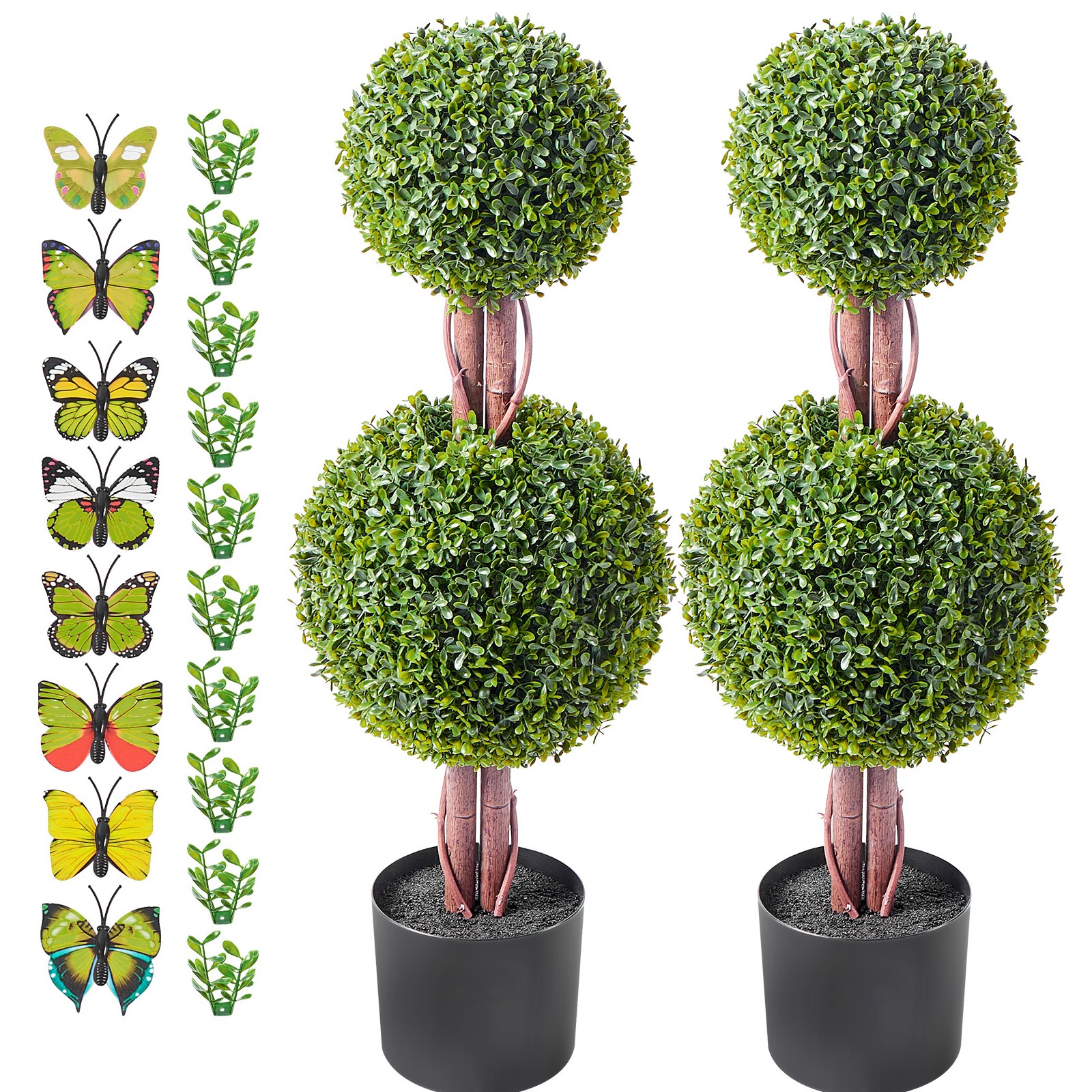 Uimoso 2Pack 3ft Artificial Topiary Tree 2 Balls Plant Indoor Outdoor Home Decor