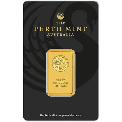#ad 20 gram Gold Bar Perth Mint 99.99 Fine in Assay $3000.00