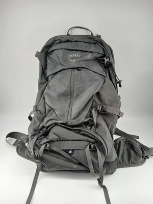 Osprey Stratos 30L Ventilated Hiking Backpack Gray Mesh Hipbelt Hydration Ready