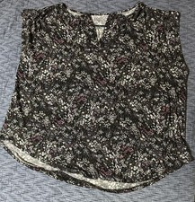 LOFT Sleeveless Top/blouse/shirt Black with tiny Flowers Size XL