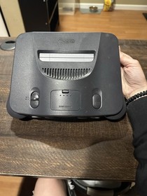 Black Nintendo 64 N64 System W/Hookups & 1 Green Controller Tested/Works