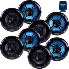 4 Pairs Memphis Audio LED Marine Speakers: 6.5" MXA602SLB, Black/Blue LEDs
