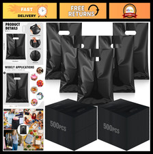500 Pcs Plastic Die Cut Handle Bags 9x12" Durable Shopping Bags for Retail, Gift