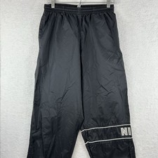 VTG 90s Nike Track Pants Black Sz L Windbreaker Ankle Zippers Embroidered Logo