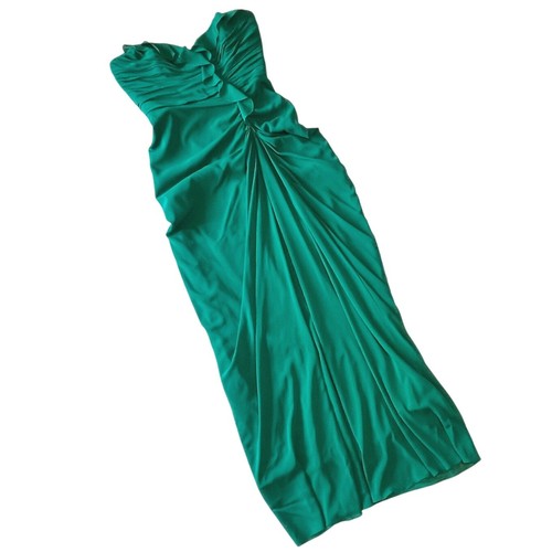 Badgley Mischka Stretch Seide trägerlos elegant Kleid smaragdgrün Gr. 14 formell - Bild 5 von 7