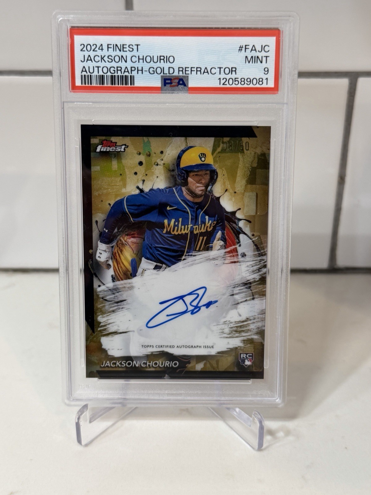 2024 Topps Finest - Finest Autographs Jackson Chourio #FA-JC Gold Auto /50 RC