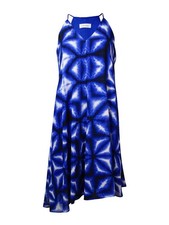 Calvin Klein Women's Racerback Chiffon Trapeze Dress (4, Byzantine Multi)