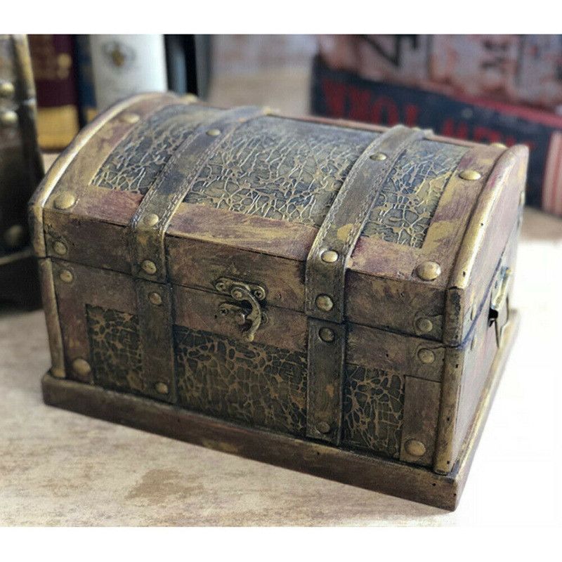 Wooden Treasure box Jewelry Storage box Vintage decoration -