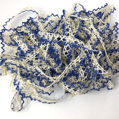 Vintage Narrow Lace Scalloped Edges White Blue 8 Yd New