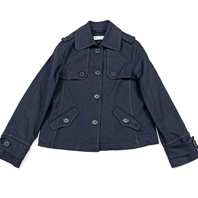 Massimo Dutti Damen Jacke Größe M Blau Stretch Baumwolle Nicht Gefüttert Mantel
