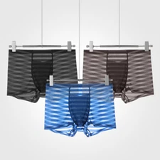 Men's Underwear Ice Silk Boxer Briefs Seamless Sexy Shorts Breathable U Pouch