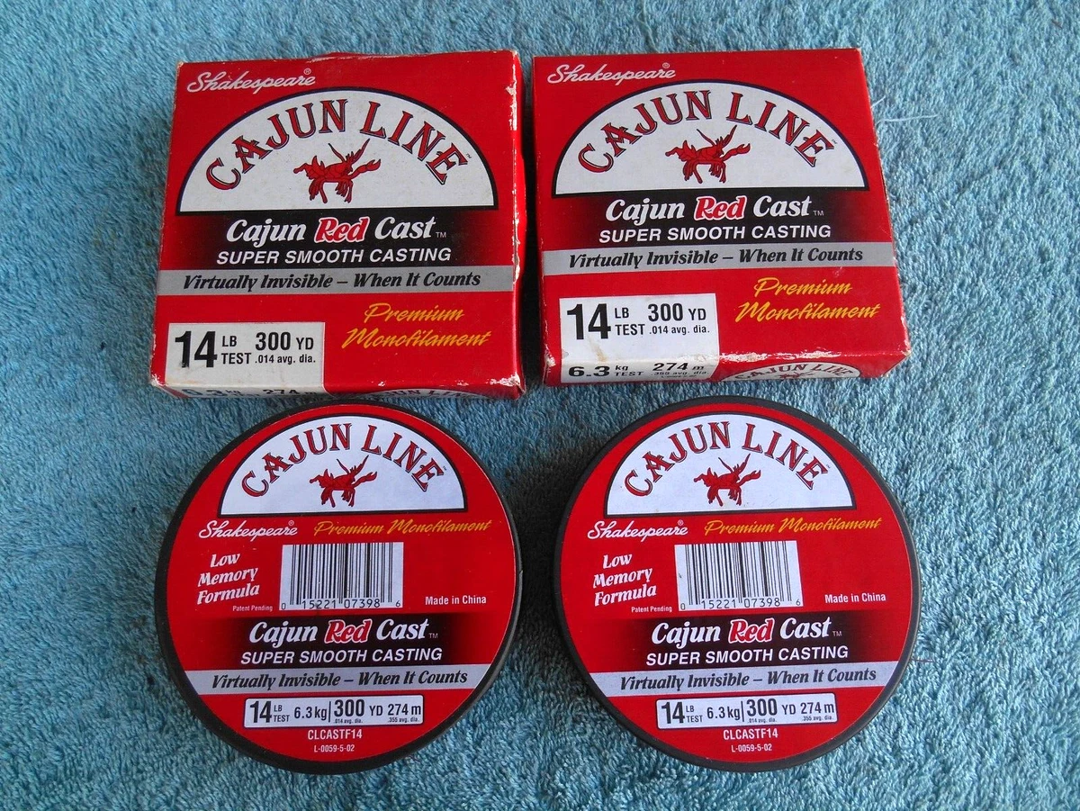 LOT OF 2 NEW SHAKESPEARE RED CAJUN FISHING LINE 14LB. 300YD PREMIUM  MONOFILAMENT