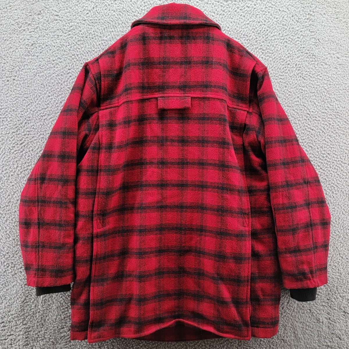 Vintage L.L. Bean Wool Coat Buffalo Plaid Hunting Jacket Red