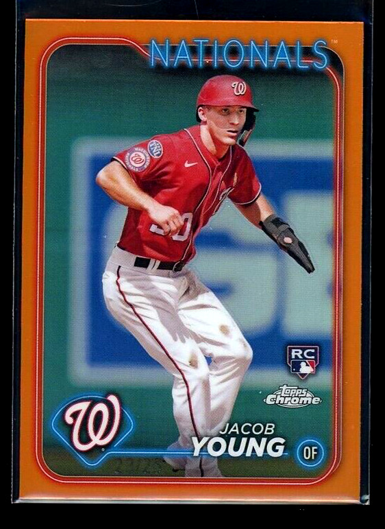 2024 Topps Chrome Jacob Young True Orange /25 RC #264 Nationals