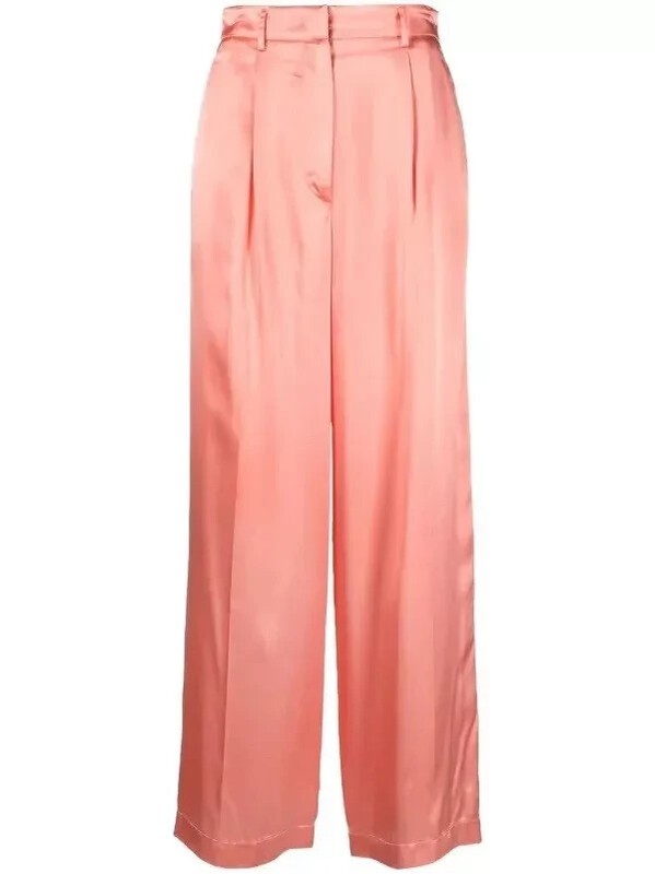 Forte Forte Silk Satin Trouser Pants Peach Pink Shining Satin High Waist Size 1