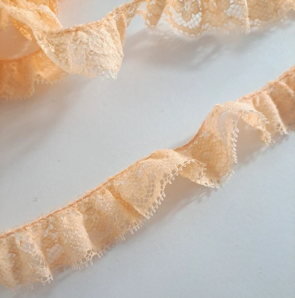 Vintage Orange Lace Fabric Trim Sewing Crafts Floral 1" Retro 6 Yards DIY - Image 2 of 2